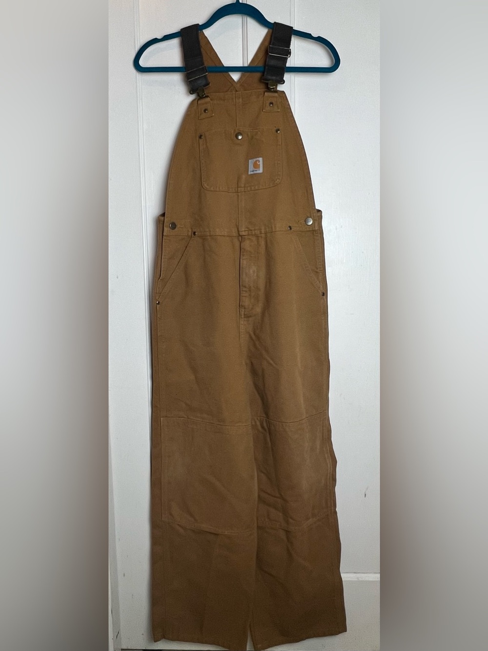 Carhartt Overalls Size 16 Brown Bib Unlined Double Knee Canvas OX8601-B